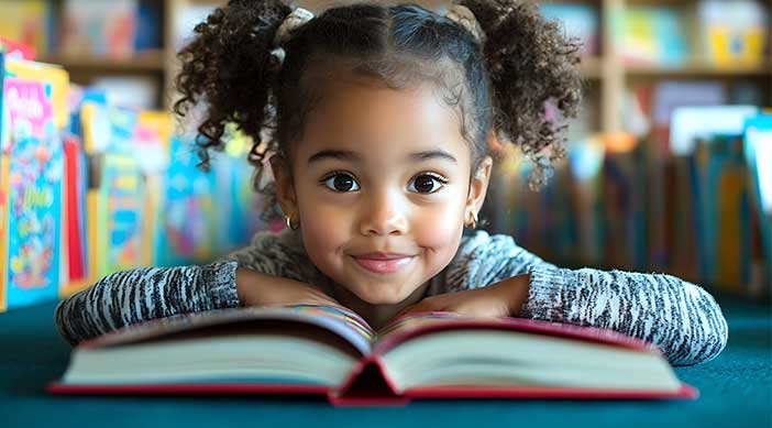 Child reading a book